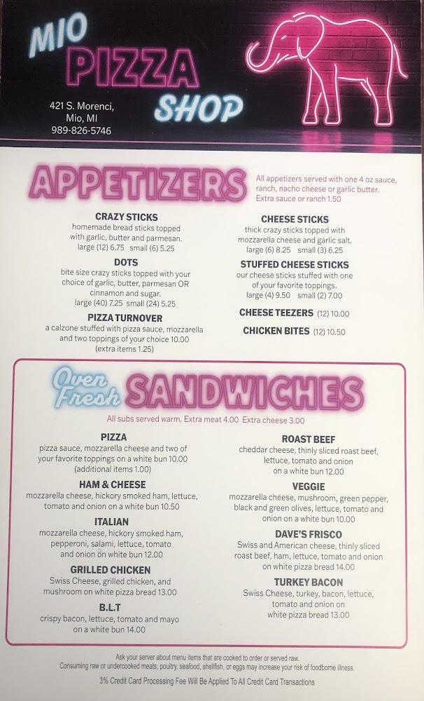 Mio Pizza Shop Menu image 1
